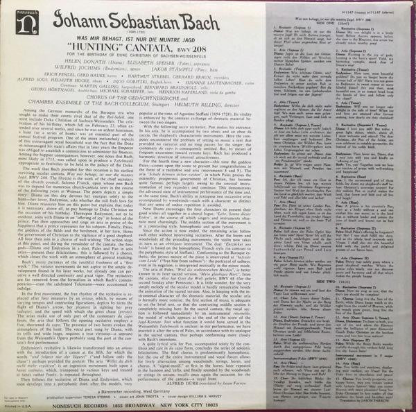 Johann Sebastian Bach, Helen Donath, Elisabeth Speiser, Wilfried Jochims, Prof. Jakob Stämpfli, Chorus Of The Gedächtniskirche*, Chamber Ensemble Of The Bach-Collegium, Stuttgart*, Helmuth Rilling : "Hunting" Cantata, BWV 208: Was Mir Behagt, Ist Nur Dir Muntre Jagd (LP, Album)