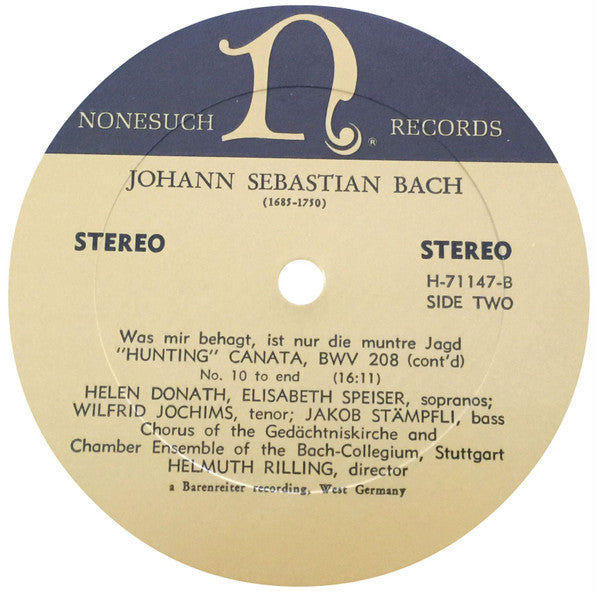 Johann Sebastian Bach, Helen Donath, Elisabeth Speiser, Wilfried Jochims, Prof. Jakob Stämpfli, Chorus Of The Gedächtniskirche*, Chamber Ensemble Of The Bach-Collegium, Stuttgart*, Helmuth Rilling : "Hunting" Cantata, BWV 208: Was Mir Behagt, Ist Nur Dir Muntre Jagd (LP, Album)