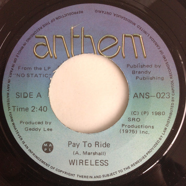 Wireless (8) : Pay To Ride (7", Single)
