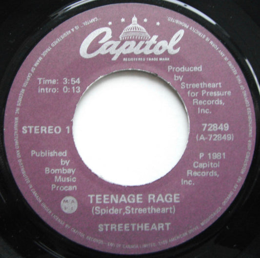 Streetheart : Teenage Rage (7", Single)