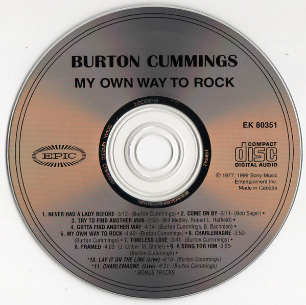 Burton Cummings : My Own Way To Rock (CD, Album, RE)