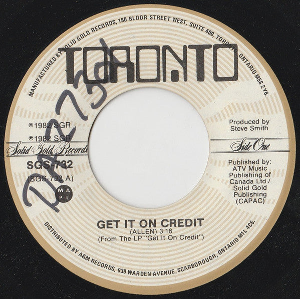 Toronto (4) : Get It On Credit (7", Single)