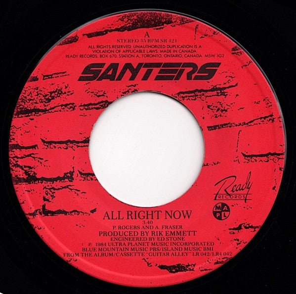 Santers : All Right Now (7", Single)