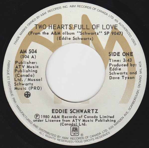 Eddie Schwartz : Two Hearts Full Of Love (7", Single)