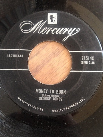 George Jones (2) : Money To Burn / Big Harlan Taylor (7", Single)