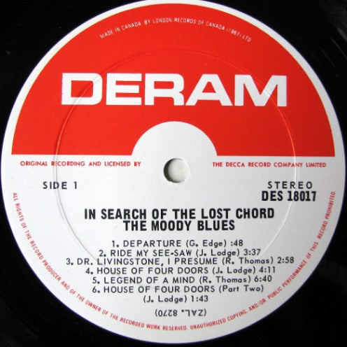 The Moody Blues : In Search Of The Lost Chord (LP, Album, Gat)