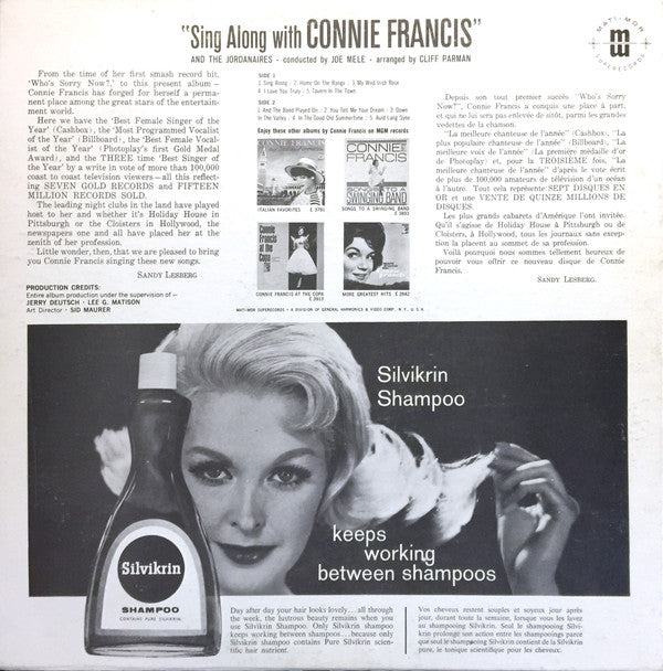 Connie Francis : Sing Along With Connie Francis (LP, Album)