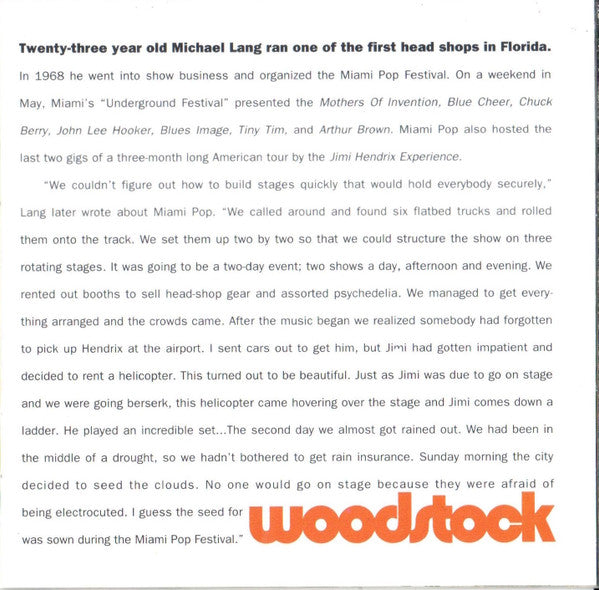 Jimi Hendrix : Woodstock (CD, Album, Club)