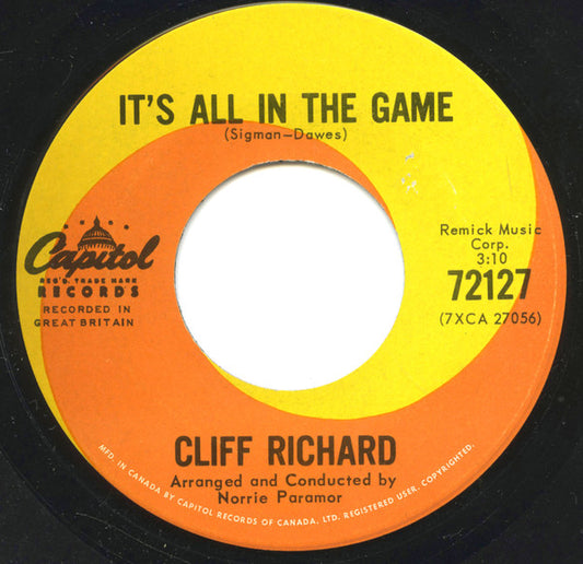 Cliff Richard : It's All In The Game / Your Eyes Tell On You (7", Single)