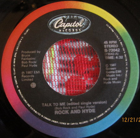 Rock And Hyde : Talk To Me (7", Single)