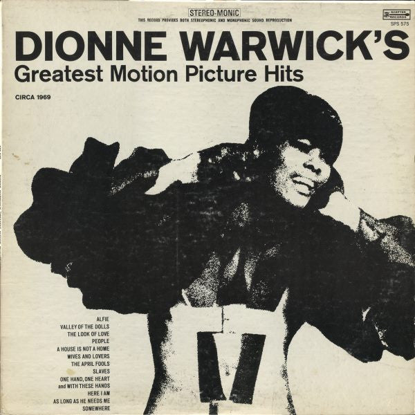 Dionne Warwick : Dionne Warwick's Greatest Motion Picture Hits (LP, Album, Comp)