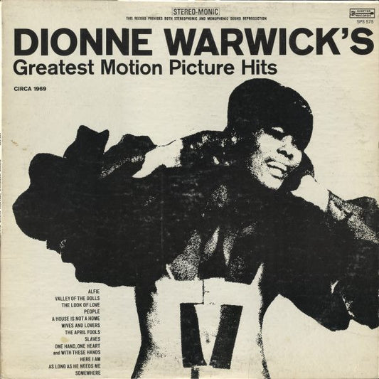 Dionne Warwick : Dionne Warwick's Greatest Motion Picture Hits (LP, Album, Comp)