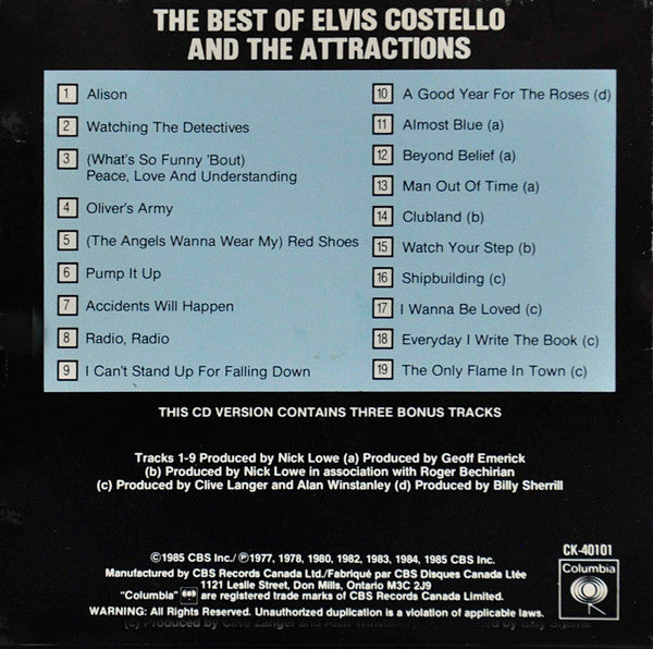 Elvis Costello & The Attractions : The Best Of Elvis Costello And The Attractions (CD, Comp)