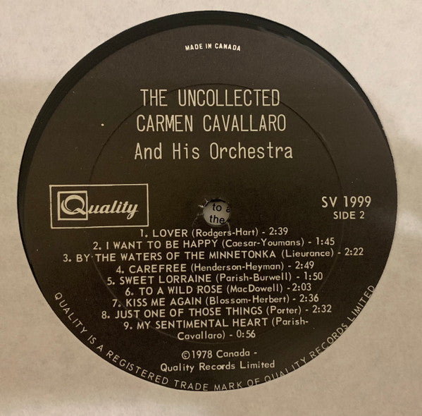 Carmen Cavallaro And His Orchestra : The Uncollected Carmen Cavallaro, 1946 (LP, Comp)
