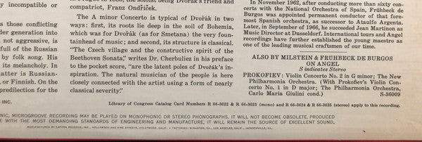 Alexander Glazunov / Antonín Dvořák - Nathan Milstein - Rafael Frühbeck De Burgos, New Philharmonia Orchestra : Concerto in A Minor, Opus 82 / Concerto in A Minor, Opus 53 (LP, RE, RM)