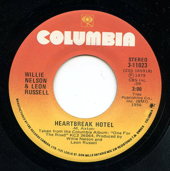 Willie Nelson And Leon Russell : Heartbreak Hotel (7", Single)