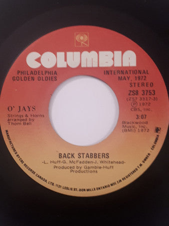 The O'Jays : Back Stabbers / 992 Arguments (7", Single, RE)
