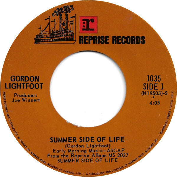 Gordon Lightfoot : Summer Side Of Life (7", Single)
