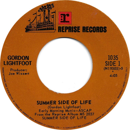 Gordon Lightfoot : Summer Side Of Life (7", Single)