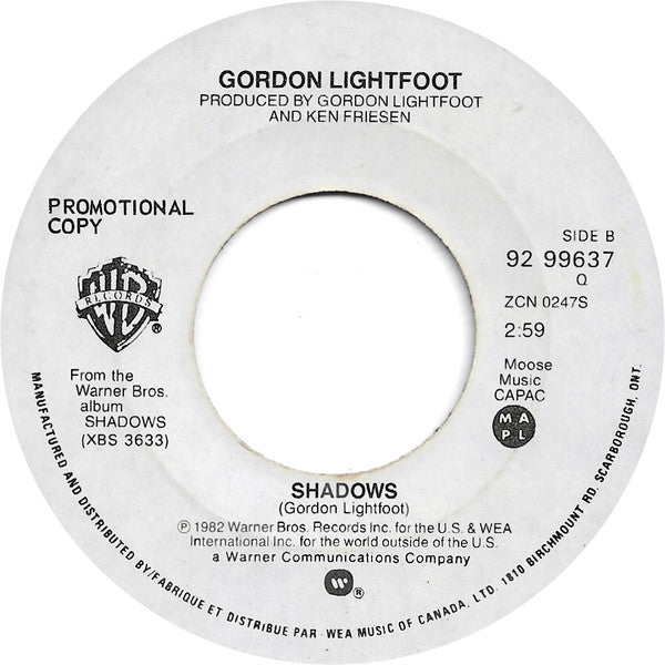 Gordon Lightfoot : Blackberry Wine (7", Single, Promo)