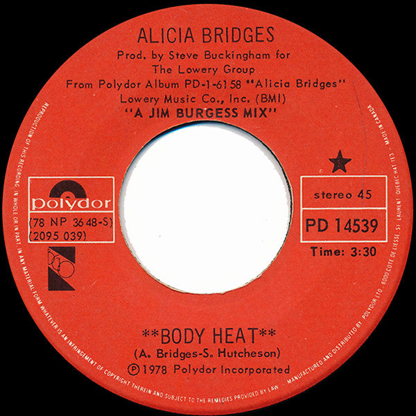 Alicia Bridges : Body Heat / We Are One (7", Single)