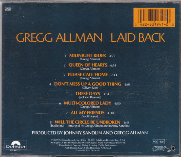 Gregg Allman : Laid Back (CD, Album, RE)