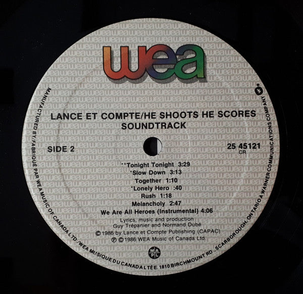 Guy Trépanier Et Normand Dubé : Lance Et Compte / He Shoots He Scores - Soundtrack (LP, Album)