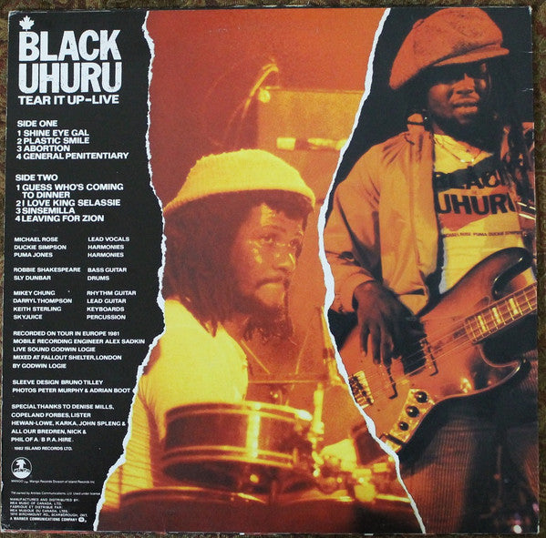 Black Uhuru : Tear It Up - Live (LP, Album)