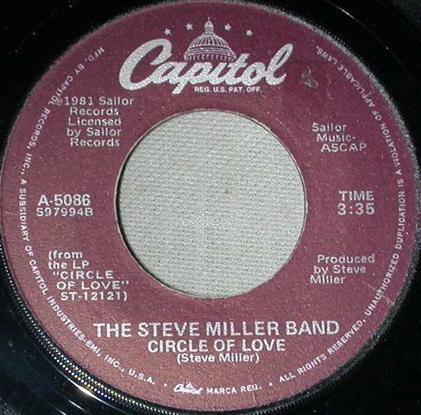 The Steve Miller Band* : Circle Of Love (7", Win)