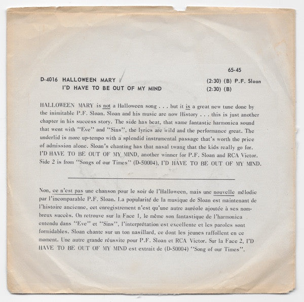 P.F. Sloan : Halloween Mary (7", Single)