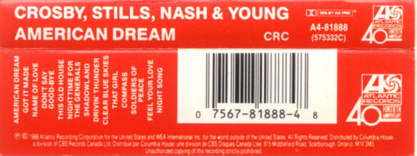 Crosby, Stills, Nash & Young : American Dream (Cass, Album, Club, Dol)
