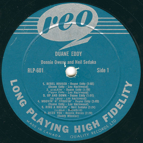 Duane Eddy With Guest Artists Donnie Owens and Neil Sedaka : Duane Eddy's Twangy Guitar (LP, Comp, Mono)