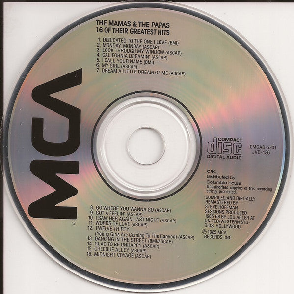 The Mamas & The Papas : 16 Of Their Greatest Hits (CD, Comp, Club, RE, RM)