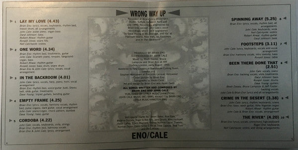 Eno* / Cale* : Wrong Way Up (CD, Album)