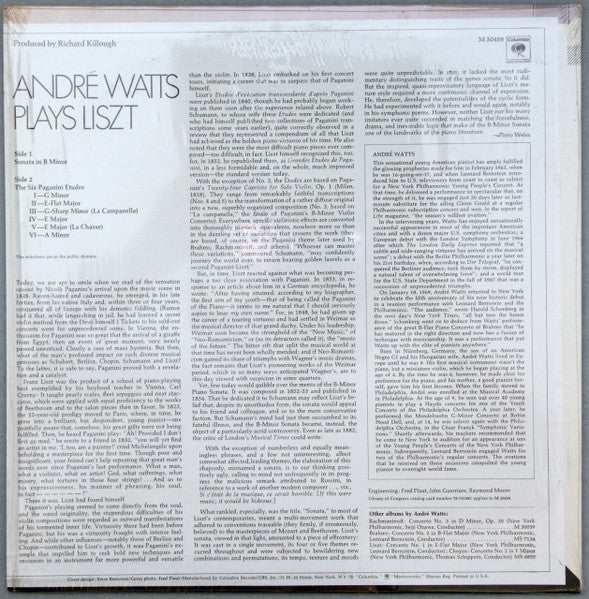 Andre Watts* Plays Liszt* : Sonata In B Minor / The Six Paganini Etudes (LP, Album)