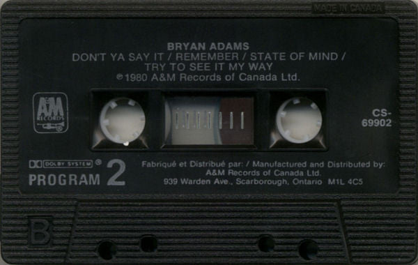 Bryan Adams : Bryan Adams (Cass, Album, RE, Dol)