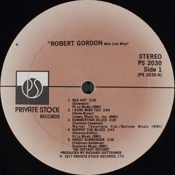 Robert Gordon (2) With Link Wray : Robert Gordon With Link Wray (LP, Album, PRC)