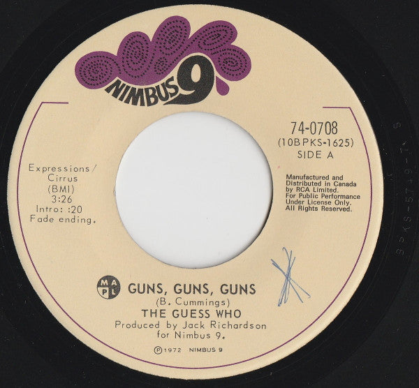 The Guess Who : Guns, Guns, Guns (7", Single)