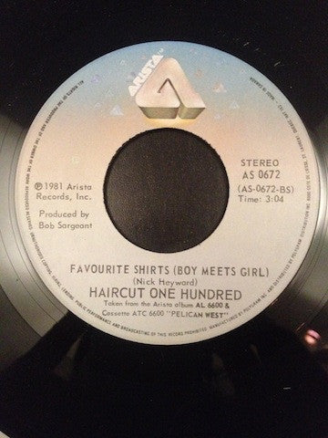 Haircut One Hundred : Love Plus One / Favourite Shirts (Boy Meets Girl) (7", Single)