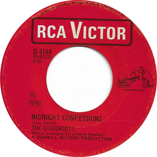 The Grass Roots : Midnight Confessions (7", Single)