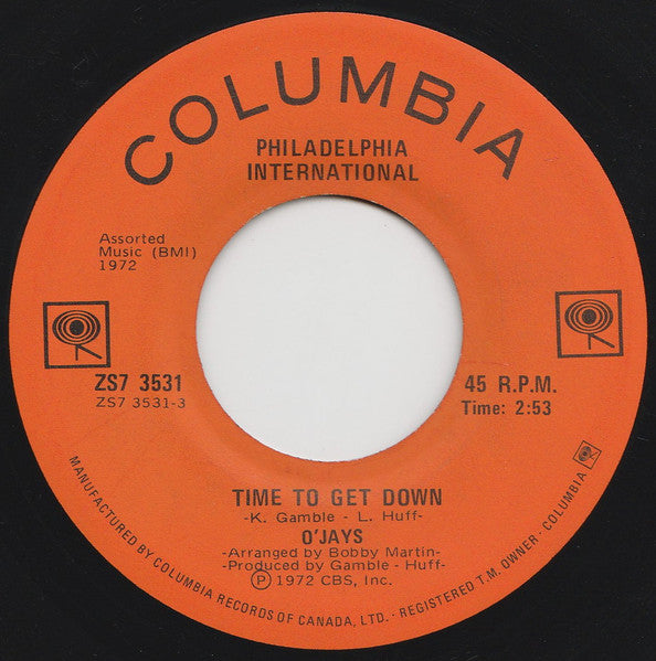 The O'Jays : Time To Get Down / Shiftless, Shady, Jealous Kind Of People (7", Single)