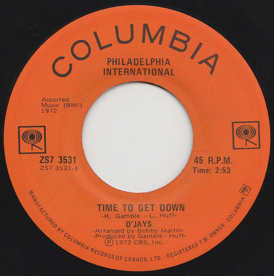 The O'Jays : Time To Get Down / Shiftless, Shady, Jealous Kind Of People (7", Single)