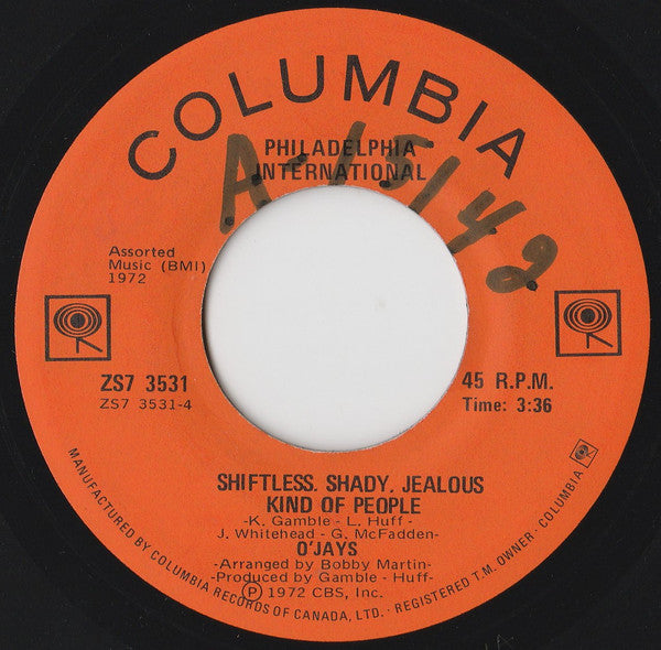 The O'Jays : Time To Get Down / Shiftless, Shady, Jealous Kind Of People (7", Single)