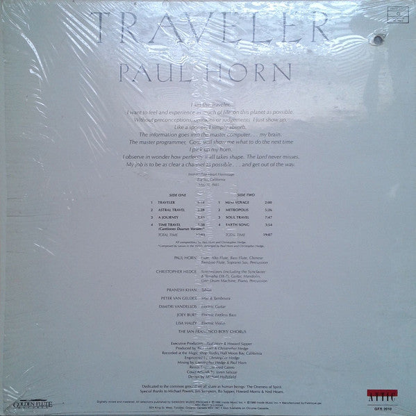 Paul Horn With Christopher Hedge : Traveler (LP, Album)