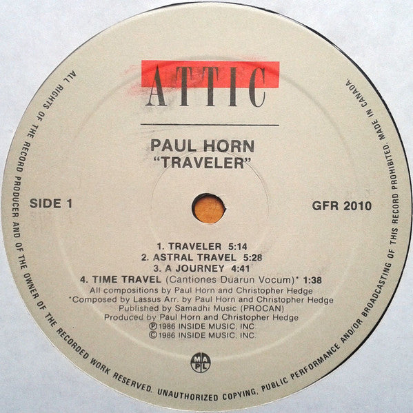 Paul Horn With Christopher Hedge : Traveler (LP, Album)
