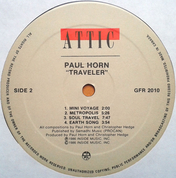 Paul Horn With Christopher Hedge : Traveler (LP, Album)