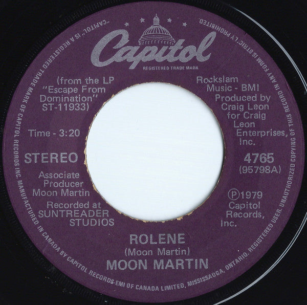 Moon Martin : Rolene / Dangerous (7", Single)