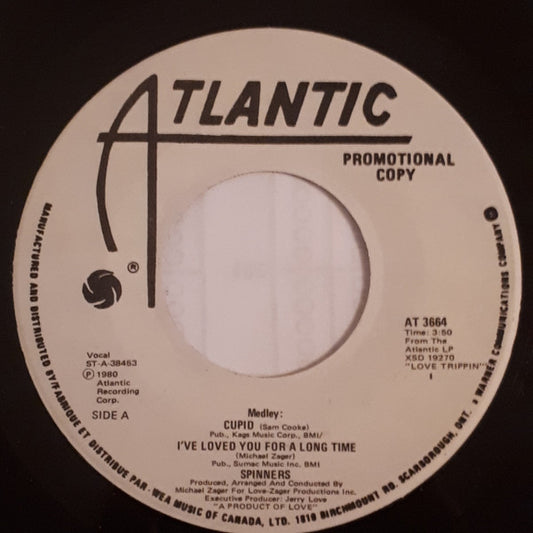 Spinners : (Medley) Cupid - I Loved You For A Long Time / Pipedream (7", Promo)
