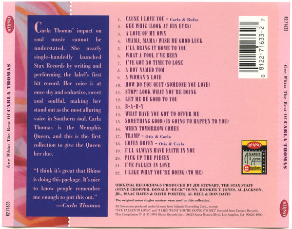 Carla Thomas : Gee Whiz: The Best Of Carla Thomas (CD, Comp, Mono)
