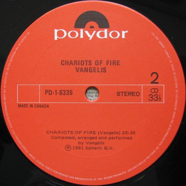 Vangelis : Chariots Of Fire (LP, Album)
